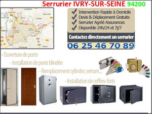 Changement de serrure  Ivry-Sur-Seine  94 – Tel : 09.72.59.79.94 Val De Marne 94200